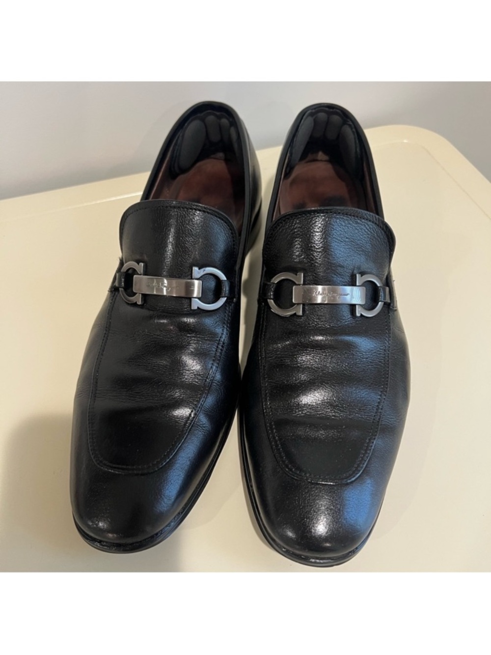 Salvatore Ferragamo Black Leather Bit Loafers - size 9.5